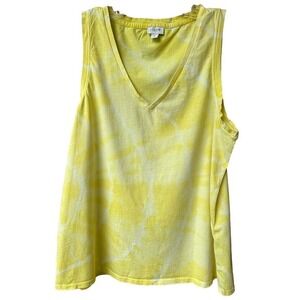 J.Crew Womens Yellow Tie-Dye Sleeveless V-Neck Top Large